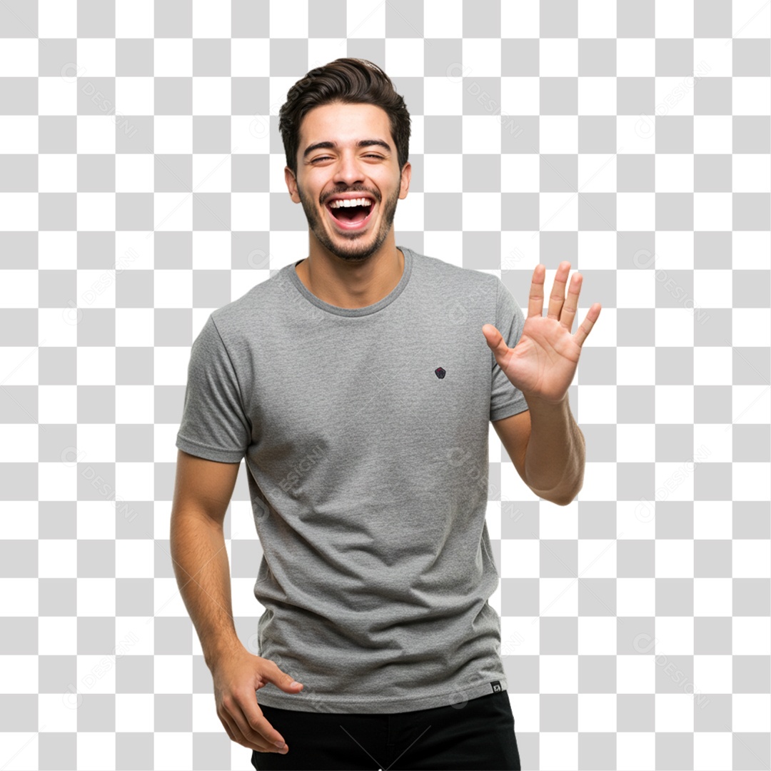 Homem Acenando Sorrindo PNG Transparente