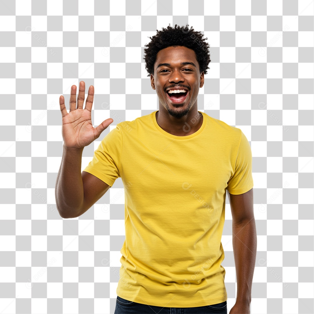 Homem Acenando Sorrindo PNG Transparente