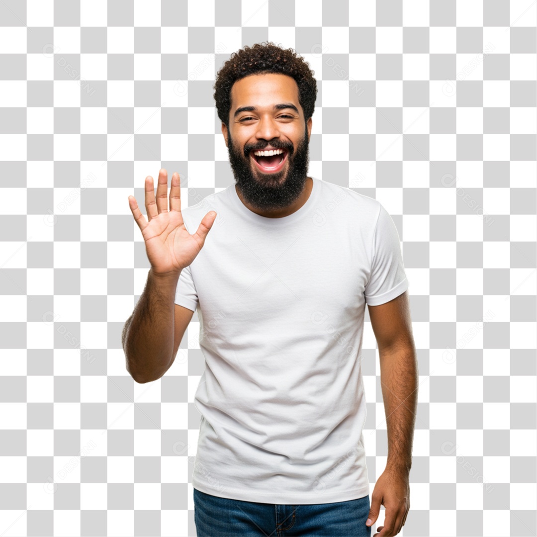 Homem Acenando Sorrindo PNG Transparente