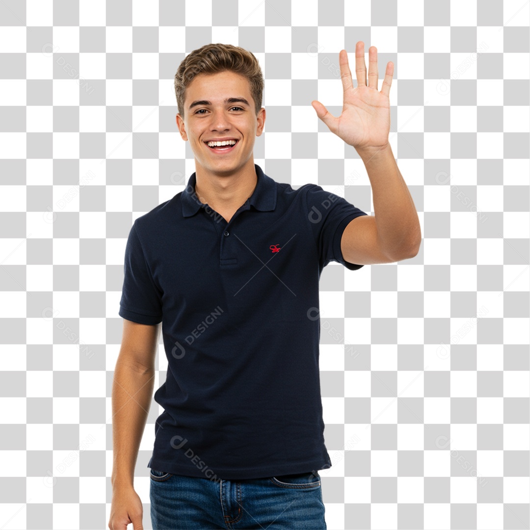 Homem Acenando Sorrindo PNG Transparente