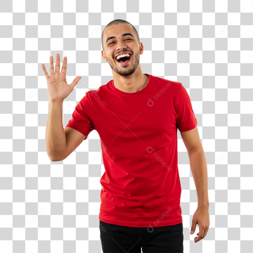 Homem Acenando Sorrindo PNG Transparente