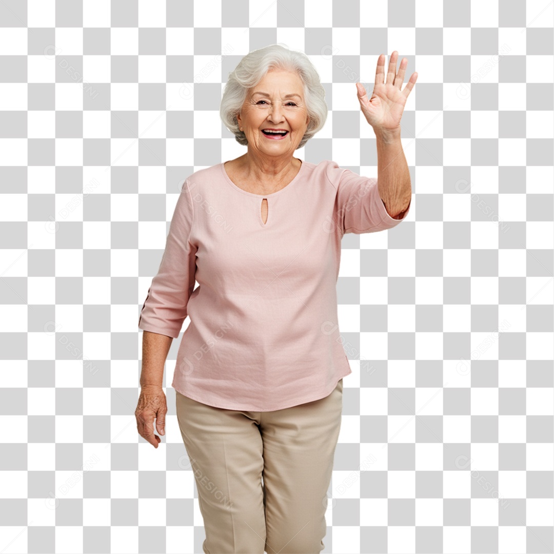Mulher Acenando Sorrindo PNG Transparente