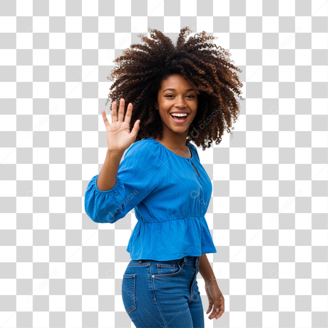 Mulher Acenando Sorrindo PNG Transparente