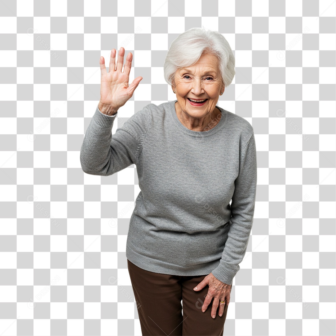 Mulher Acenando Sorrindo PNG Transparente