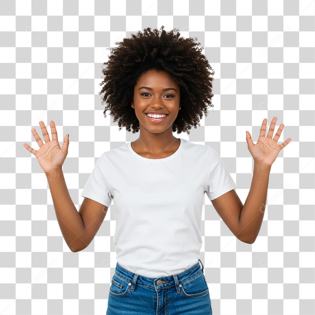 Mulher Acenando Sorrindo PNG Transparente