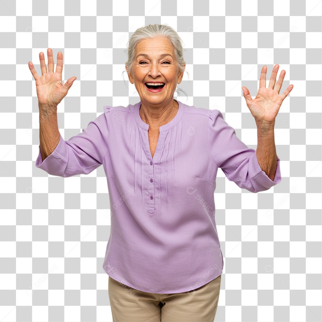 Mulher Acenando Sorrindo PNG Transparente