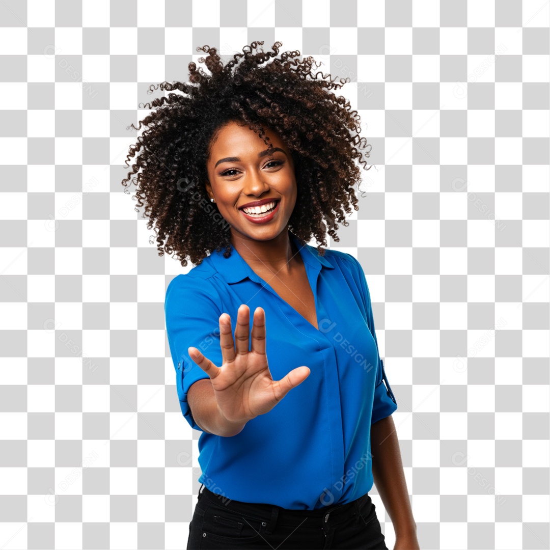 Mulher Acenando Sorrindo PNG Transparente