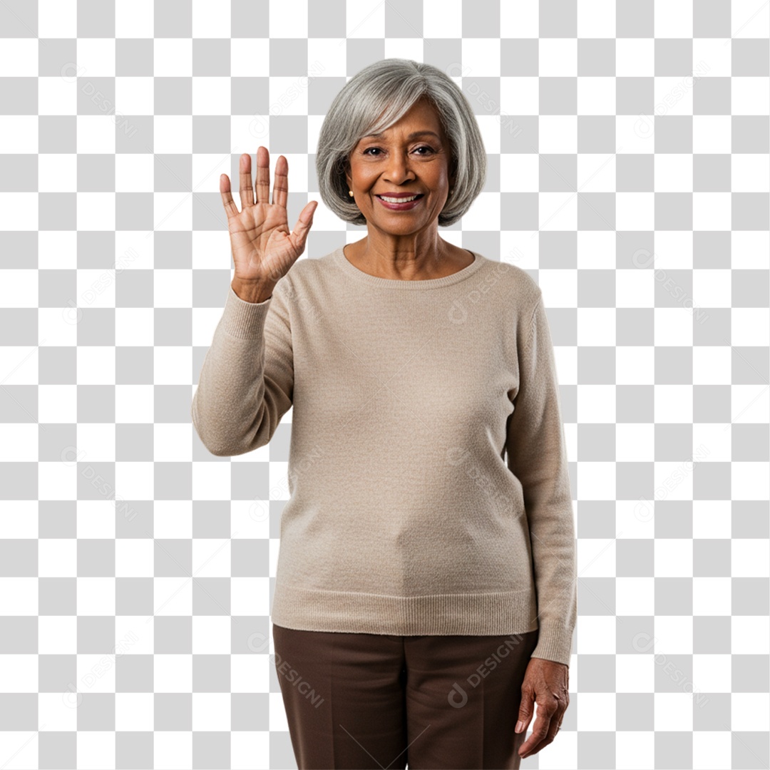 Mulher Acenando Sorrindo PNG Transparente
