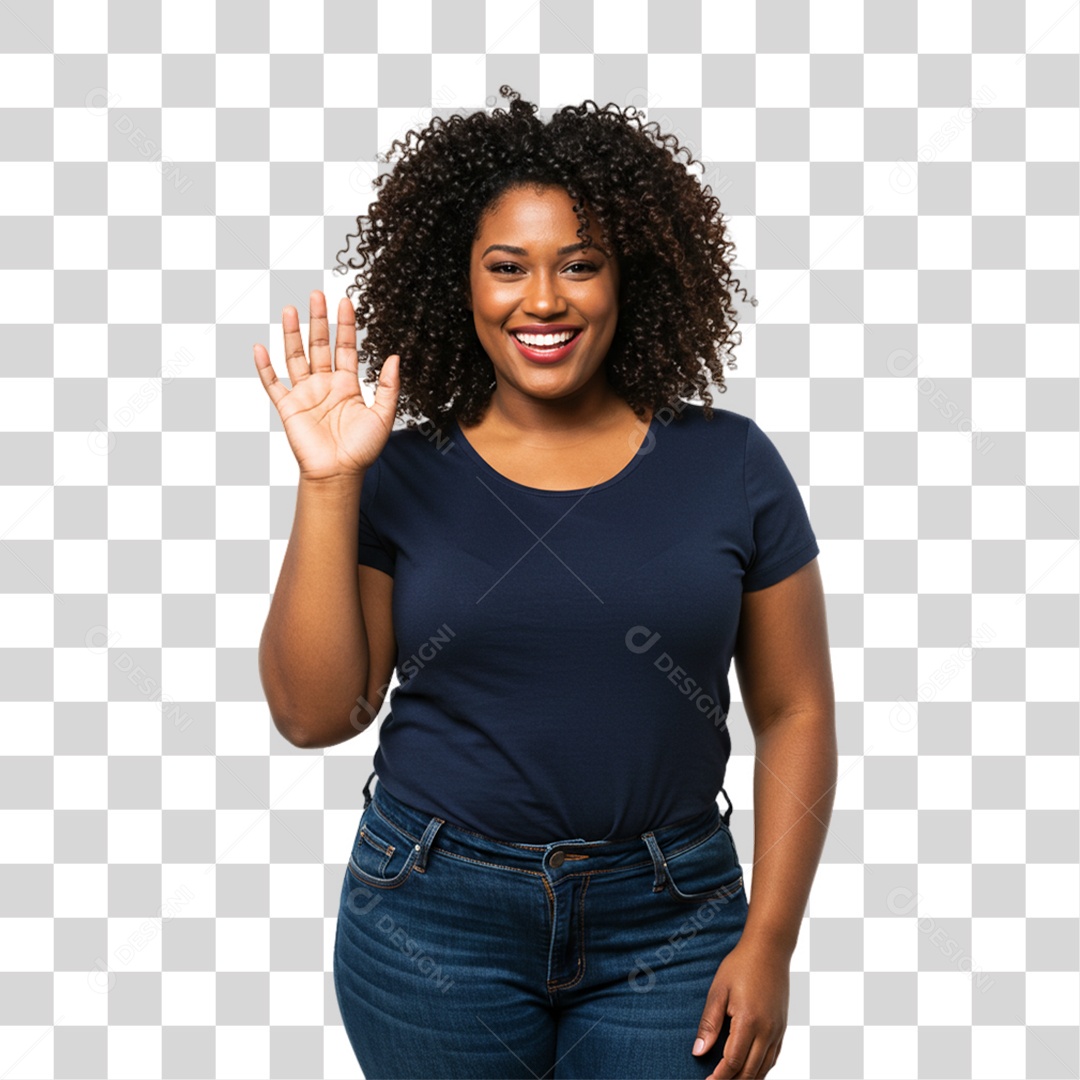 Mulher Acenando Sorrindo PNG Transparente