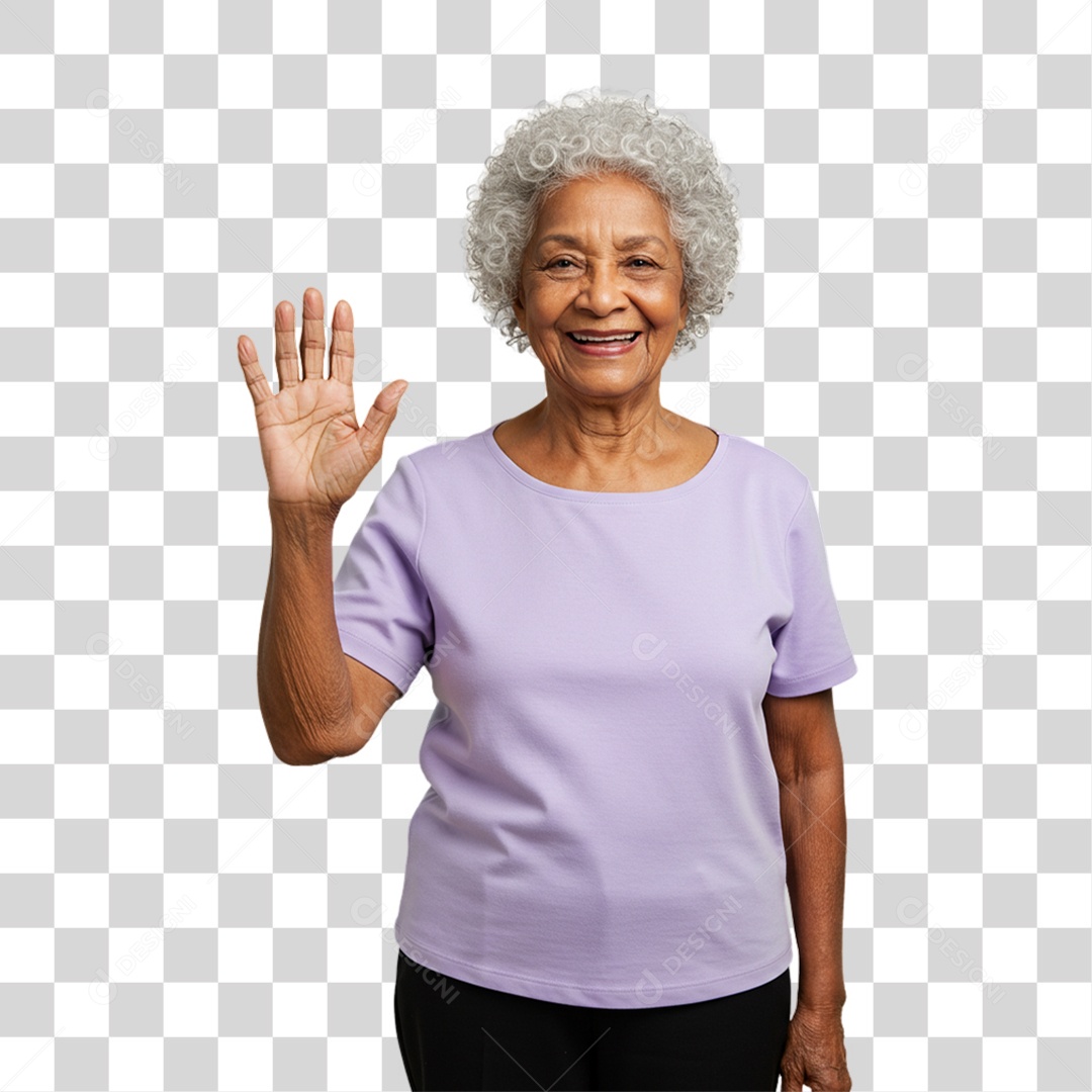 Mulher Acenando Sorrindo PNG Transparente