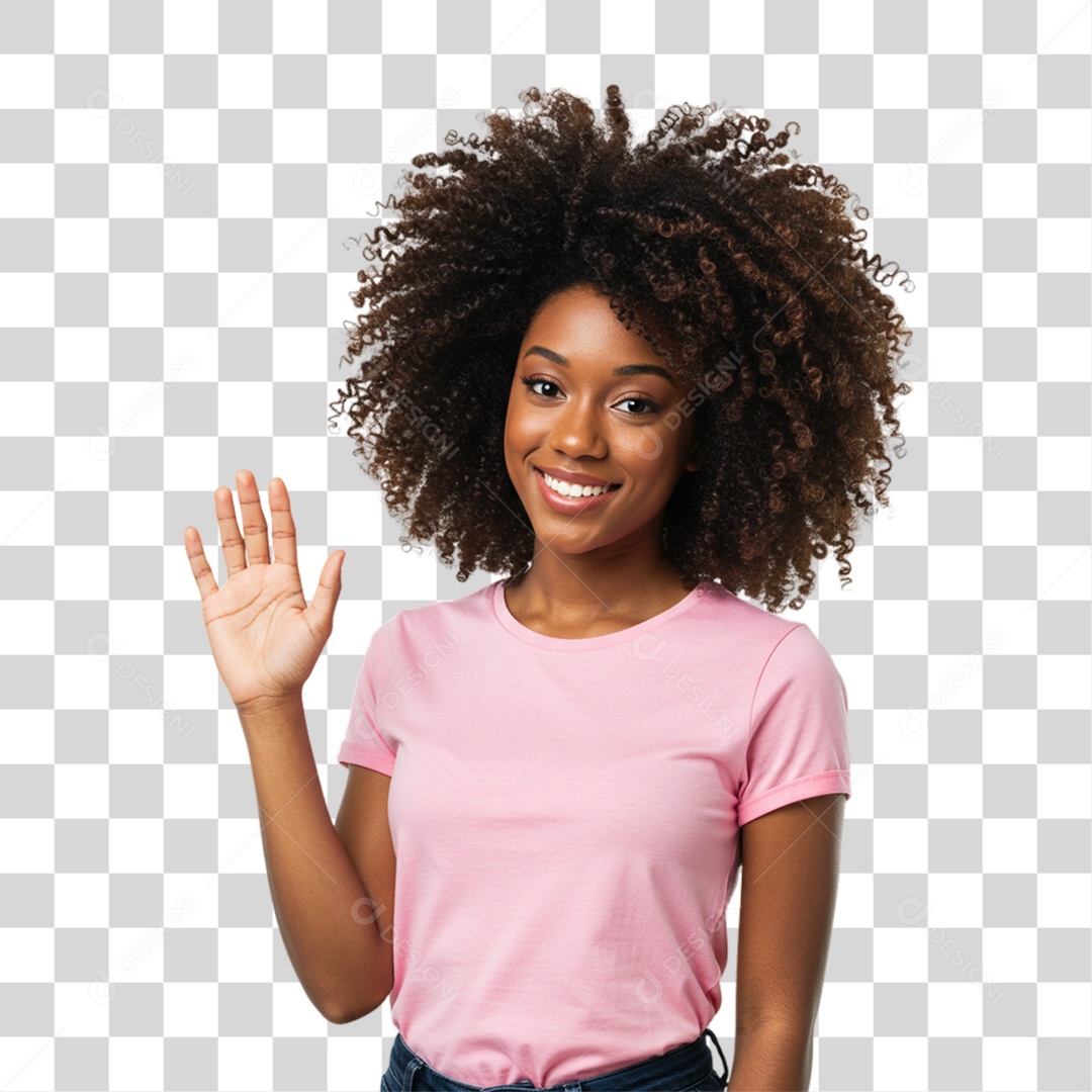 Mulher Acenando Sorrindo PNG Transparente