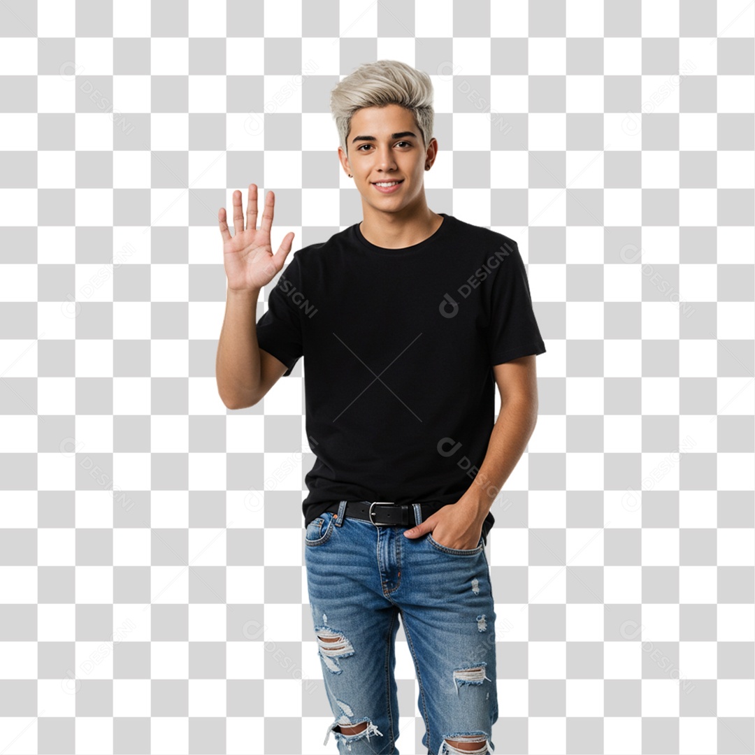 Homem Acenando Sorrindo PNG Transparente
