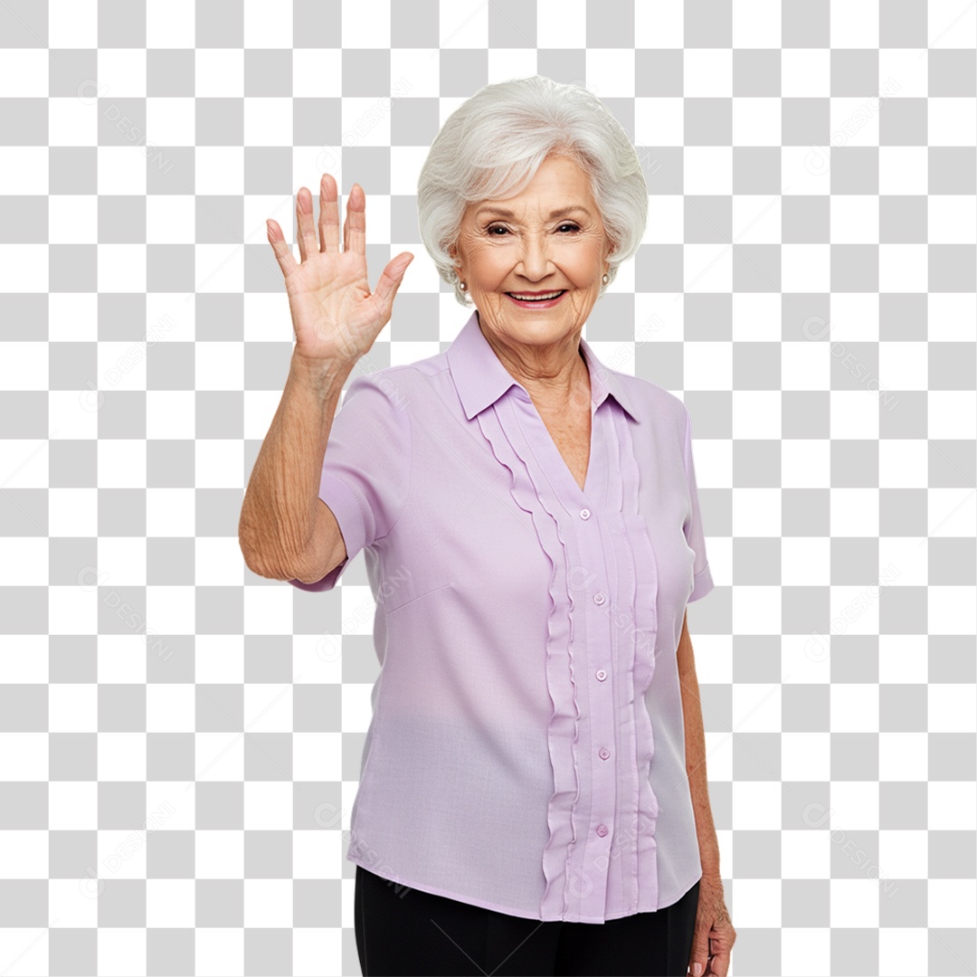 Mulher Acenando Sorrindo PNG Transparente