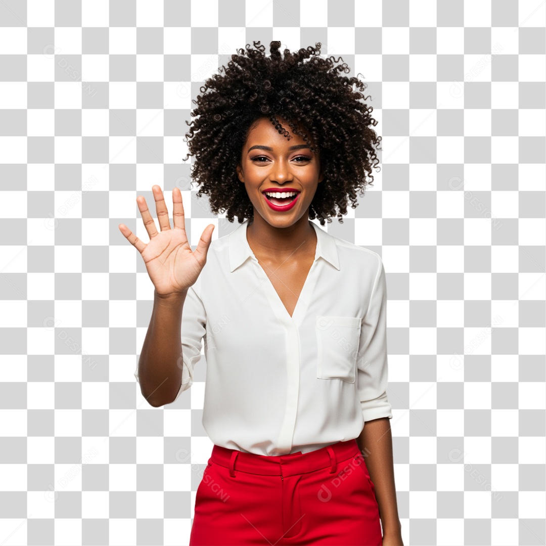Mulher Acenando Sorrindo PNG Transparente