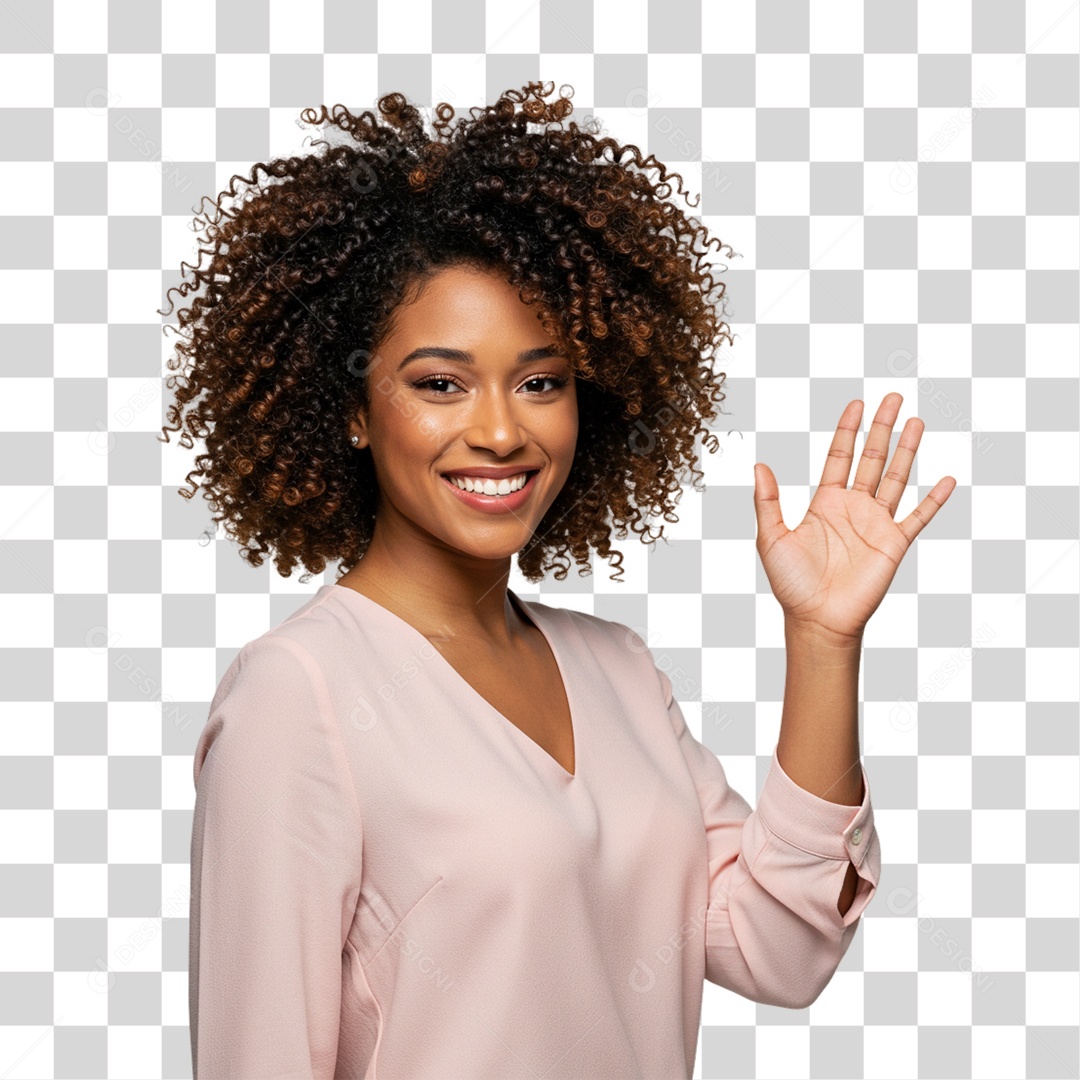Mulher Acenando Sorrindo PNG Transparente