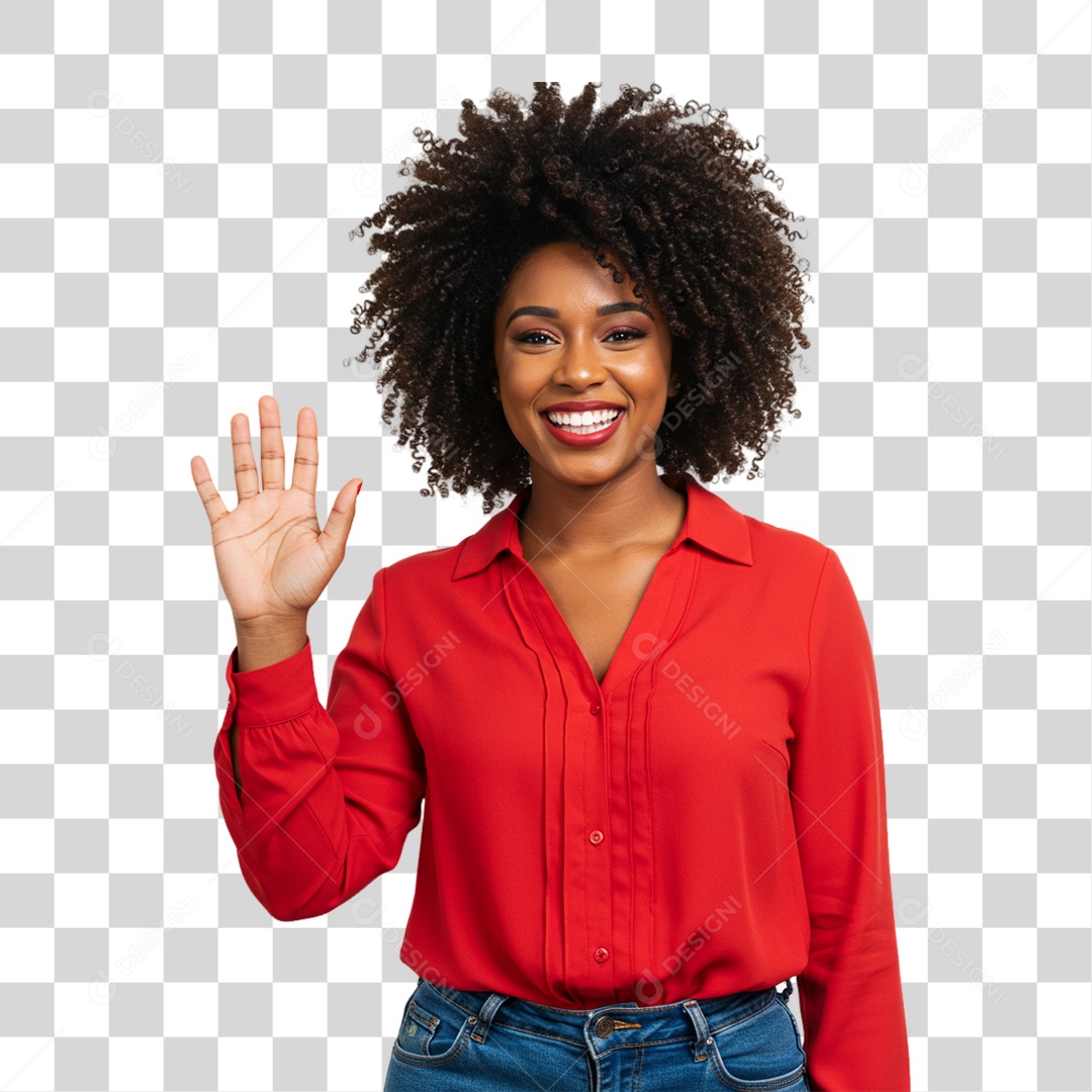 Mulher Acenando Sorrindo PNG Transparente