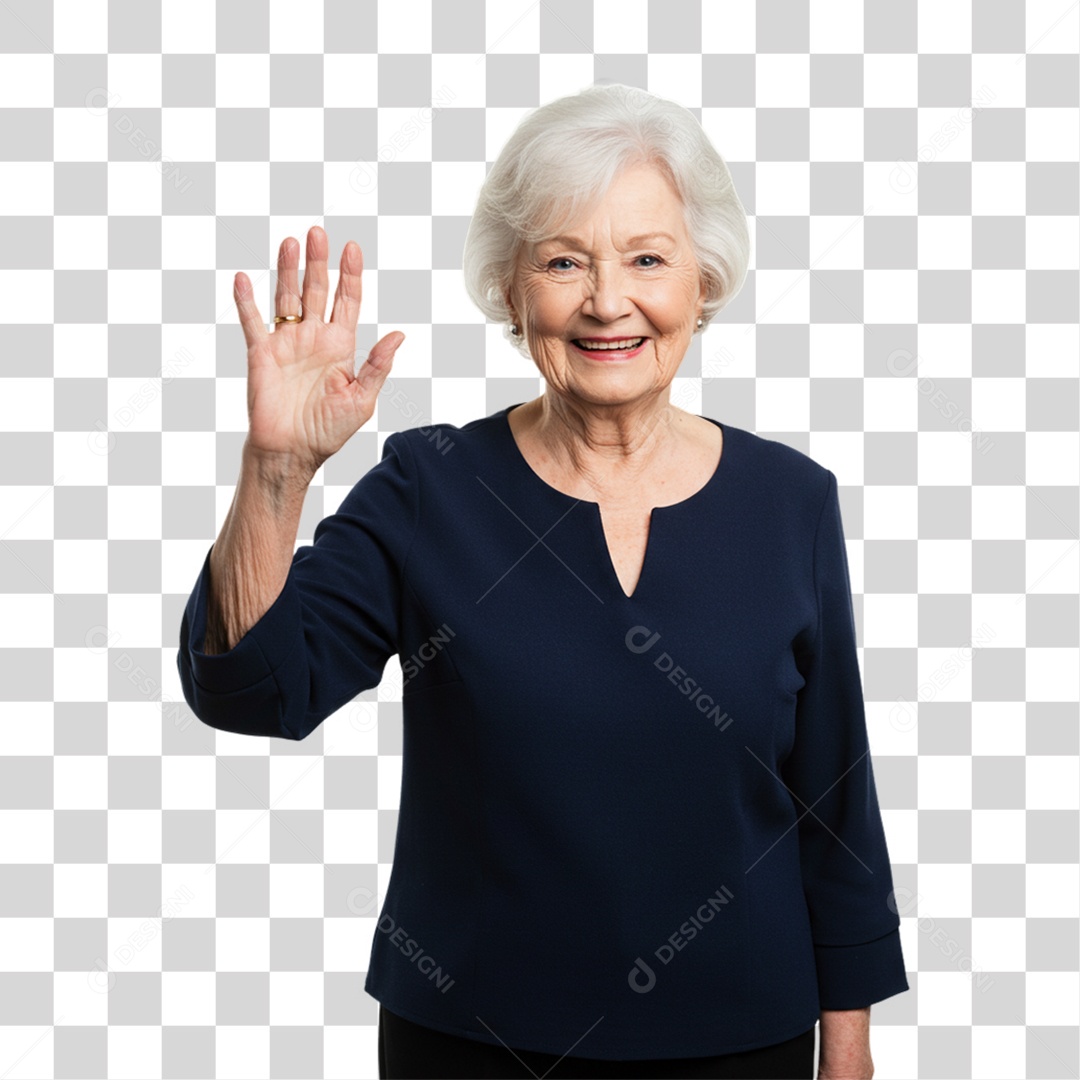 Mulher Acenando Sorrindo PNG Transparente