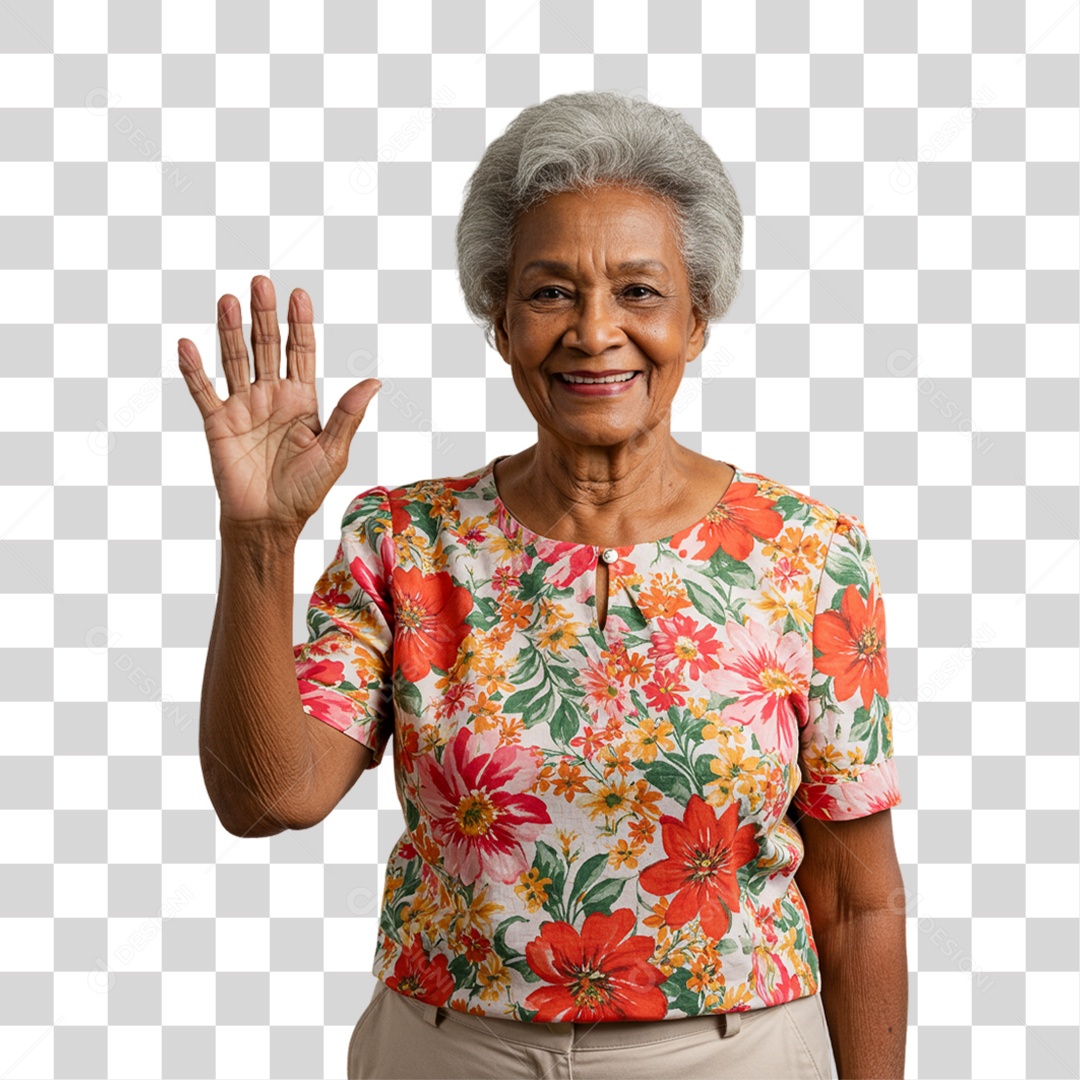 Mulher Acenando Sorrindo PNG Transparente