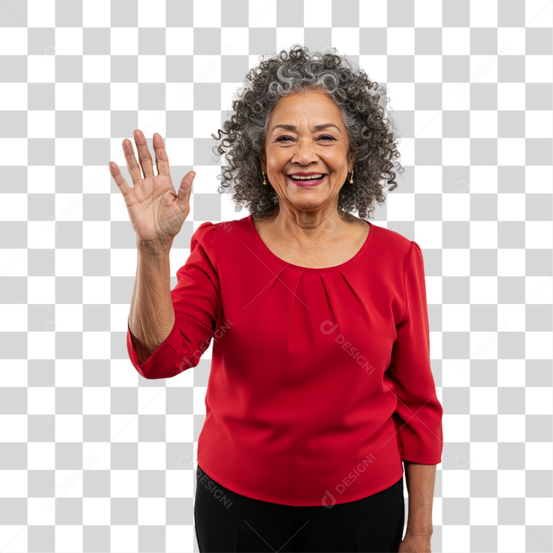 Mulher Acenando Sorrindo PNG Transparente