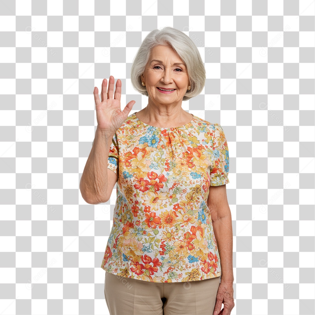 Mulher Acenando Sorrindo PNG Transparente