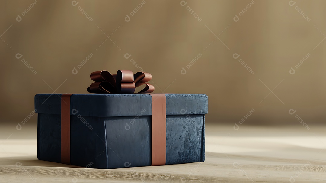 Caixa de presente em uma mesa de madeira