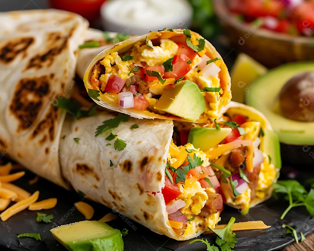 Saboroso burrito em uma mesa