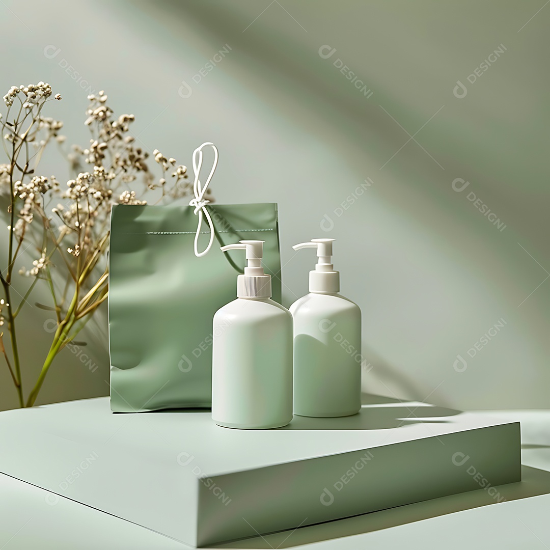Duas garrafas de bomba em branco para design de mockup
