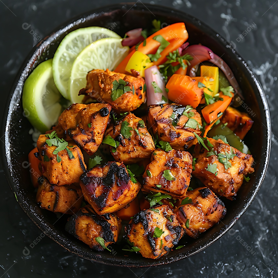A imagem mostra Paneer Tikka Masala, um prato indiano popular.