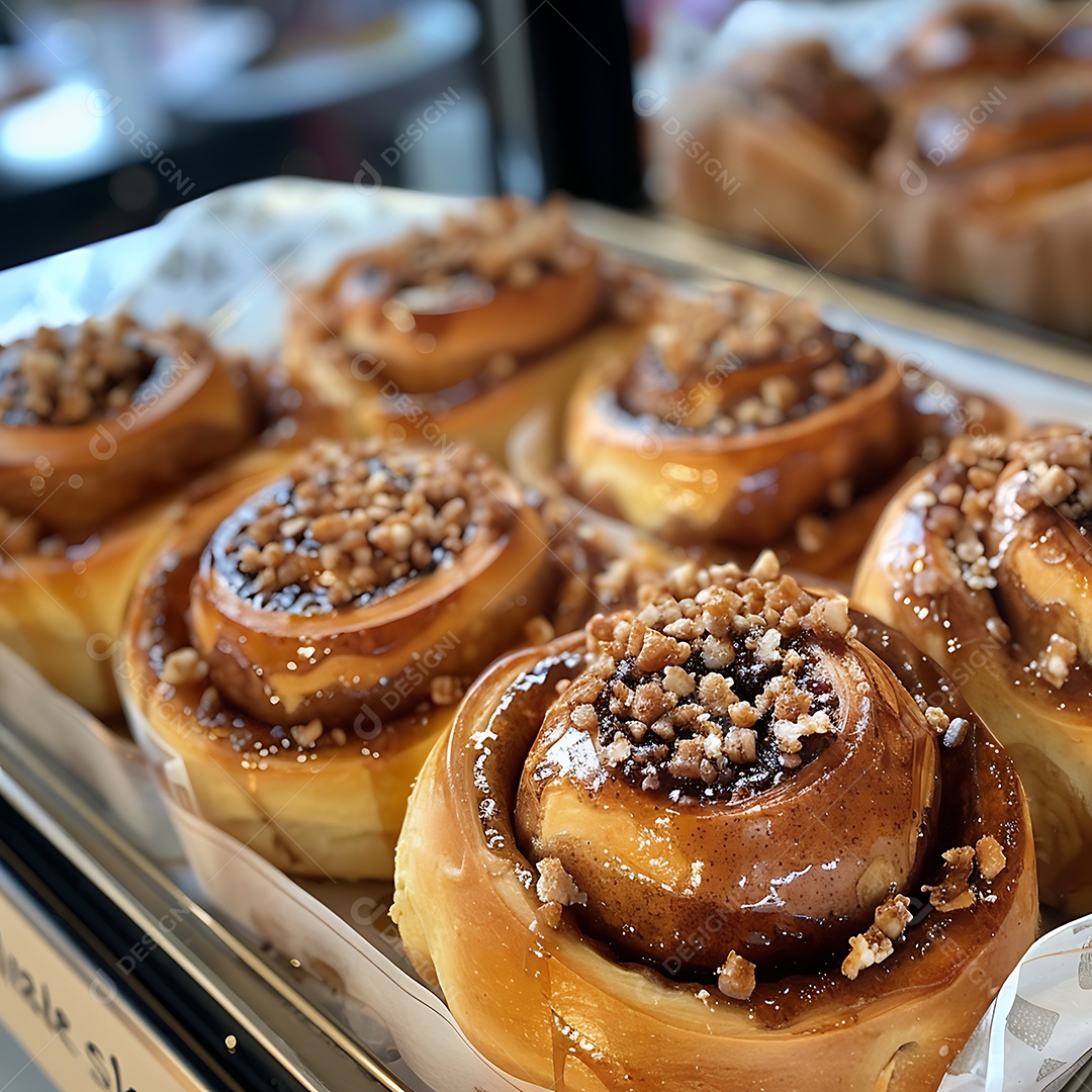 A imagem mostra Cinnamon Rolls, também conhecidos como rolinhos de canela
