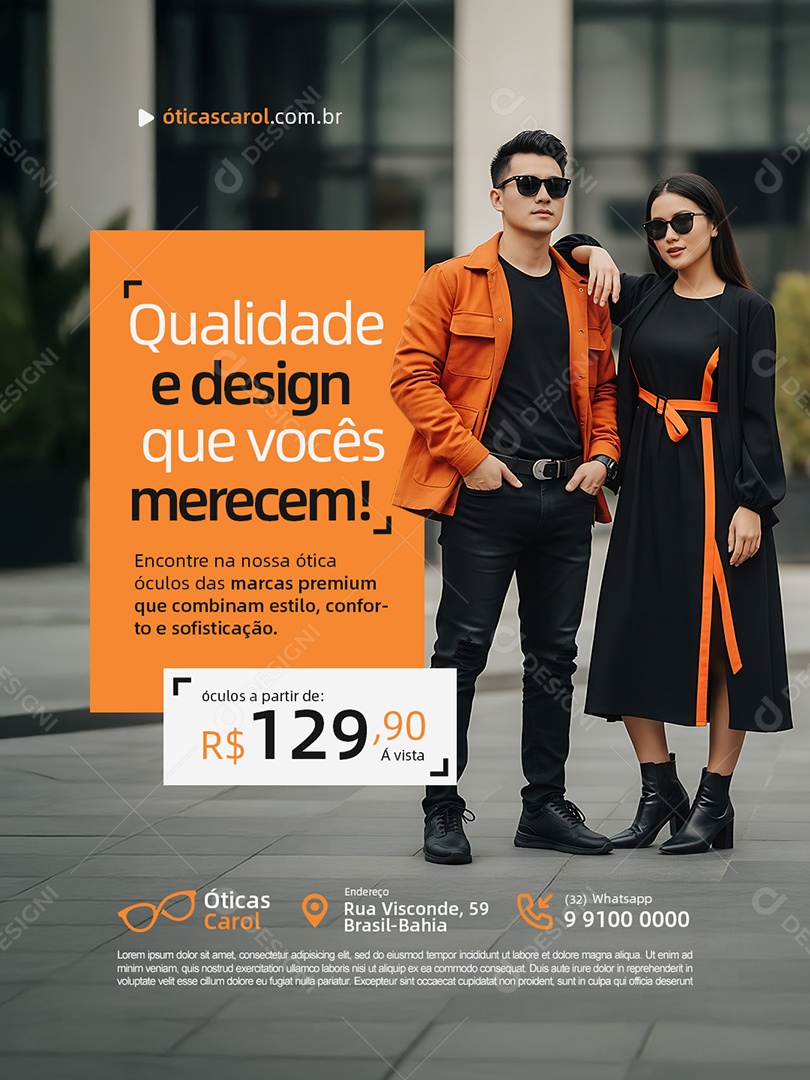 Ótica Qualidade e Design Que Vocês Merecem Social Media PSD Editável