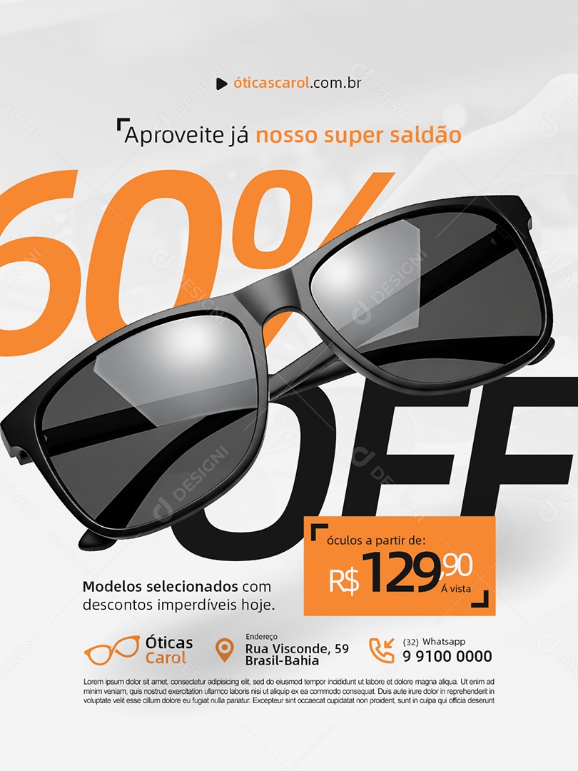 Ótica Aproveite Já Nosso Super Saldão Social Media PSD Editável