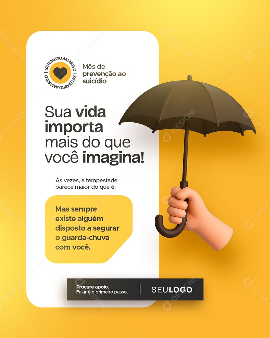 Setembro Amarelo Campanha de Conscientização Social Media PSD Editável