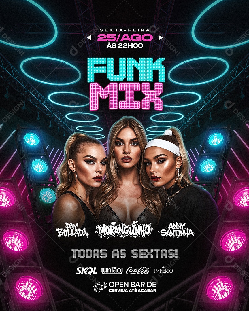 Flyer Funk Mix Social Media Feed PSD Editável