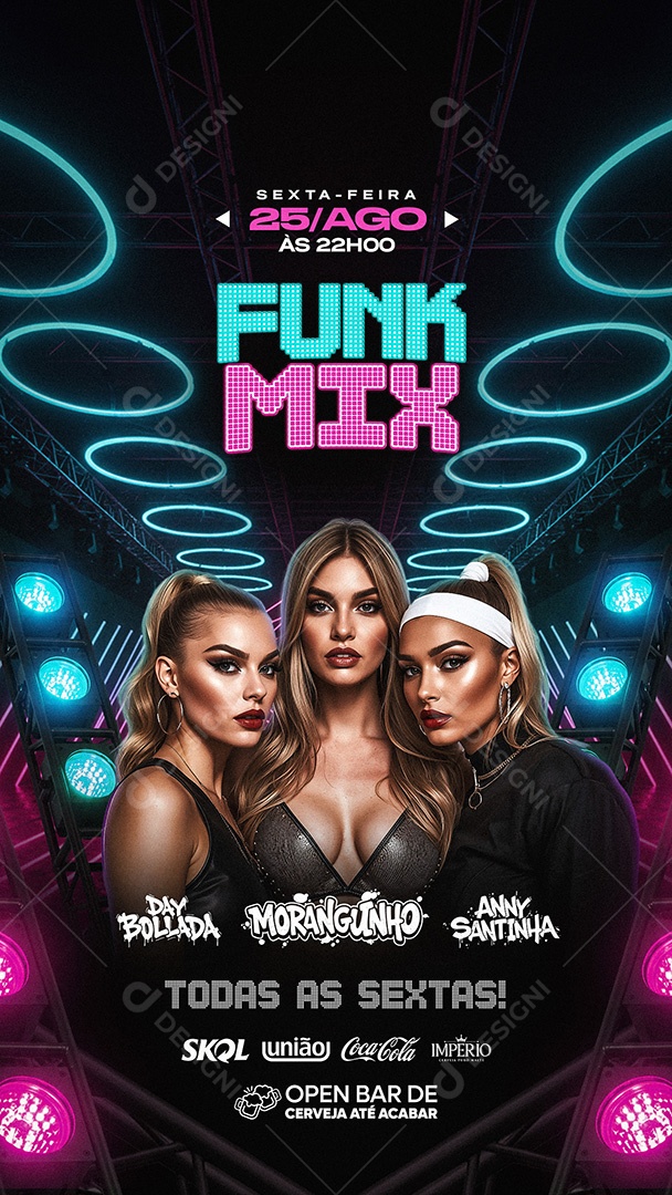 Flyer Story Funk Mix Social Media Story PSD Editável