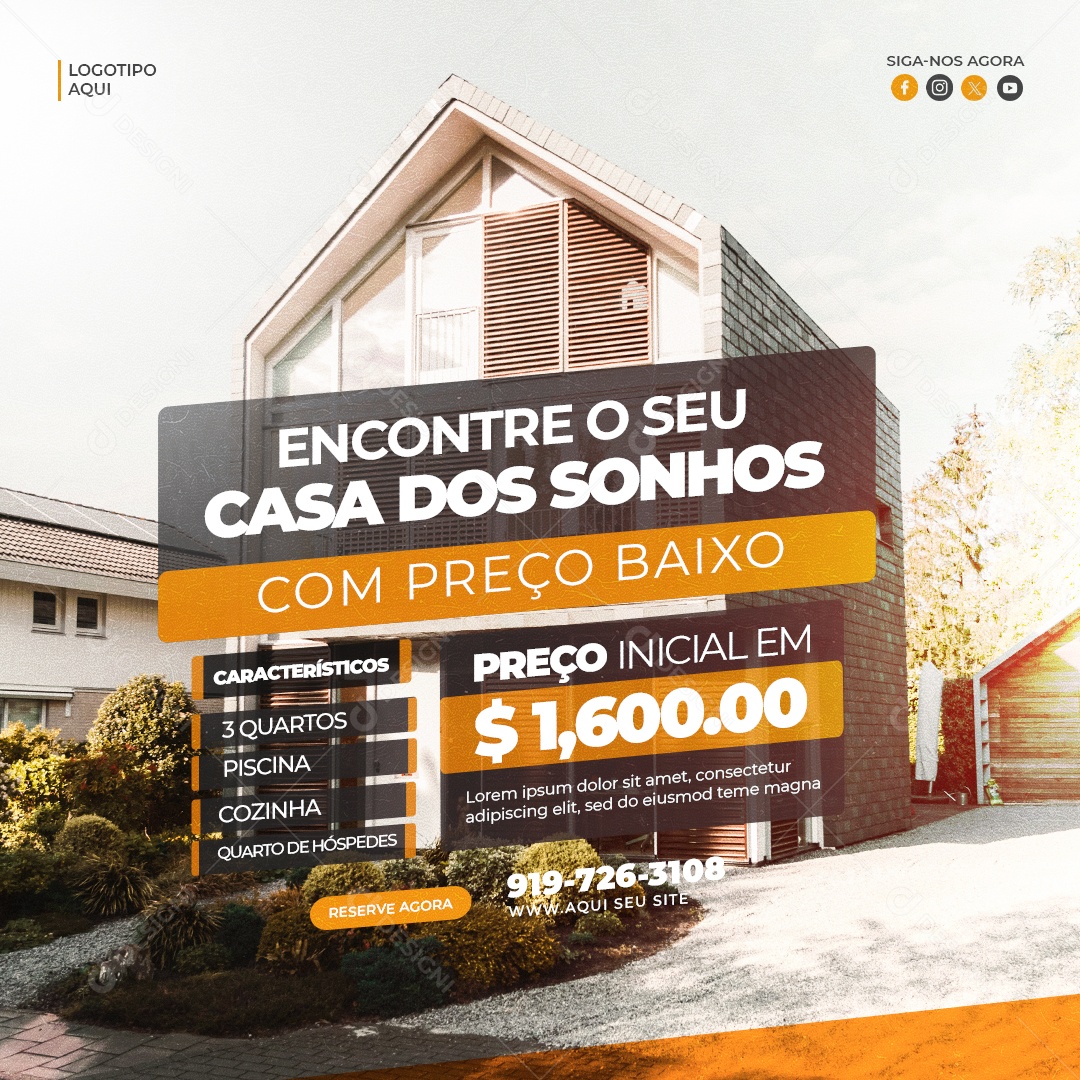 Imobiliária Casa dos Sonhos Social Media PSD Editável