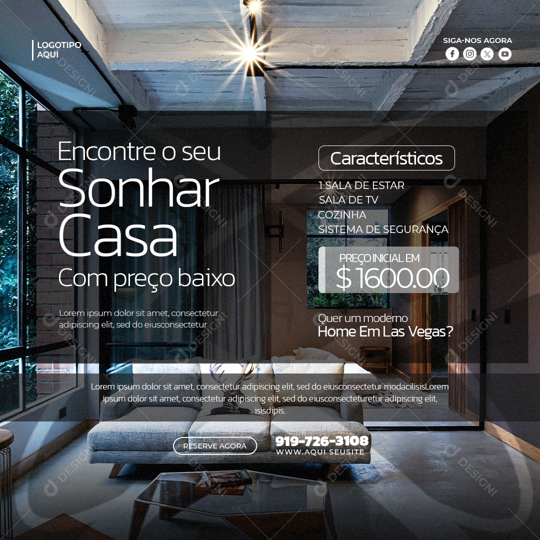 Imobiliária Encontre a Casa do Sonho Social Media PSD Editável