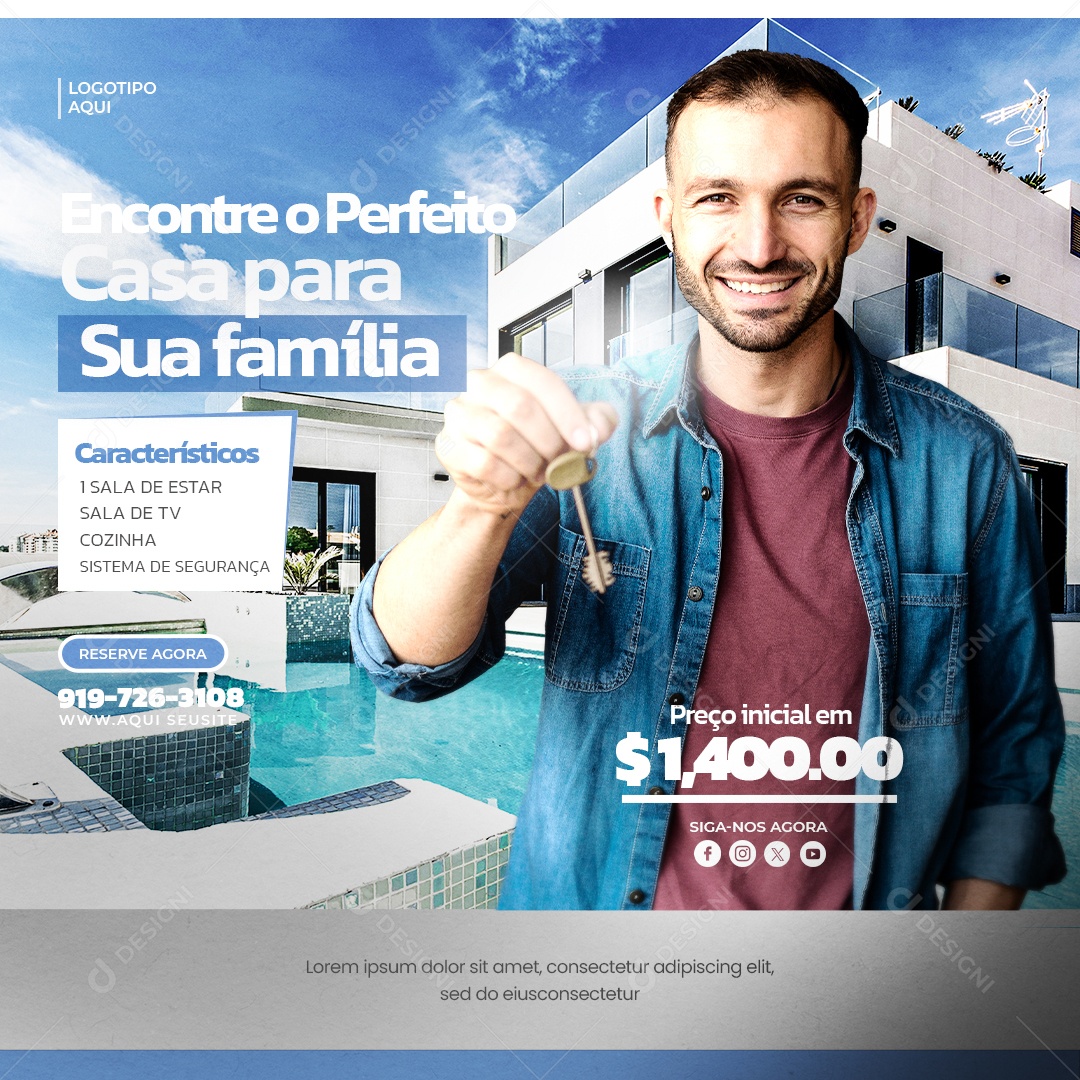 Imobiliária Encontre a Casa Social Media PSD Editável