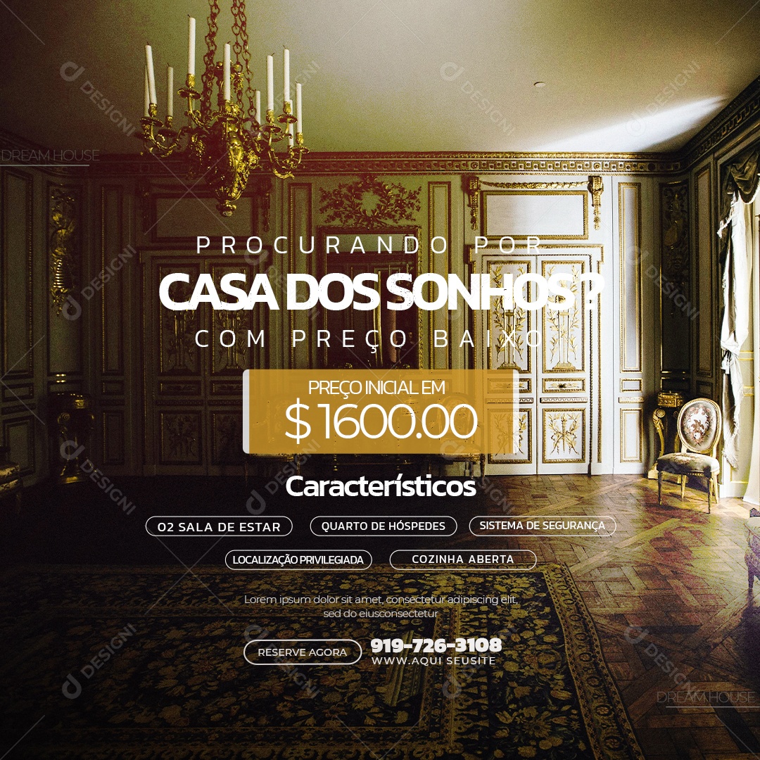 Imobiliária Procurando Pela Casa do Sonho com Preço Baixo Social Media PSD Editável