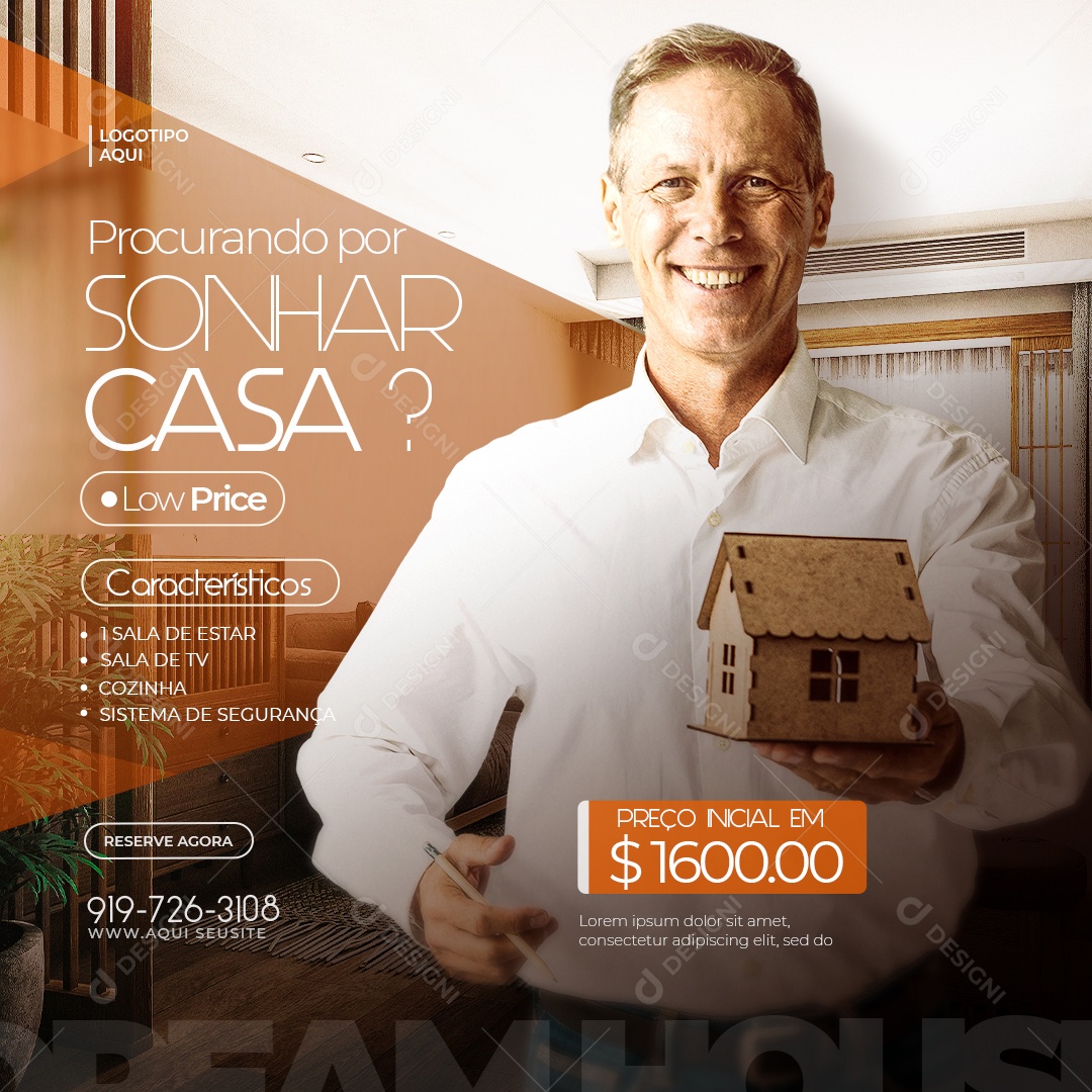 Imobiliária Procurando Pela Casa do Sonho Low Price Social Media PSD Editável