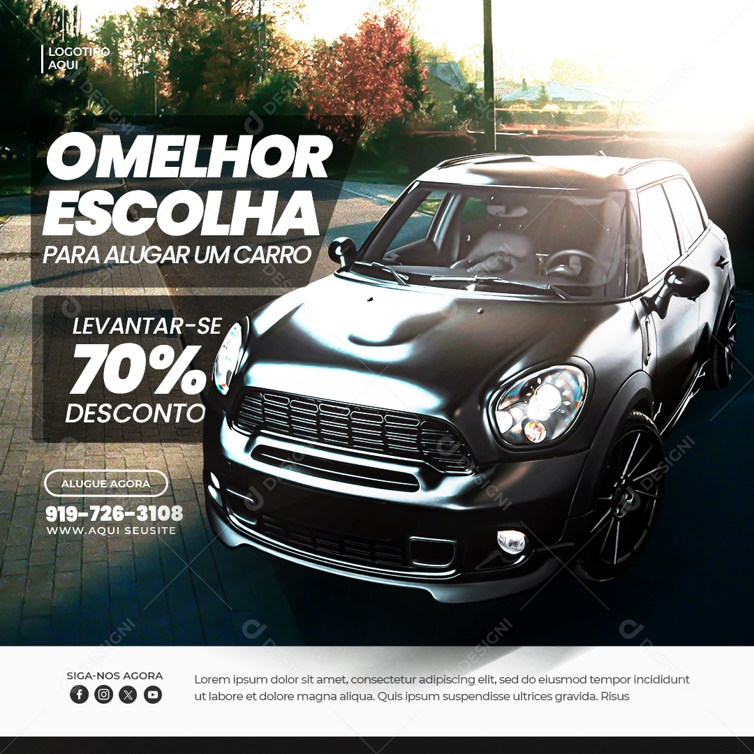Locação De Carros A Melhor Escolha Social Media PSD Editável