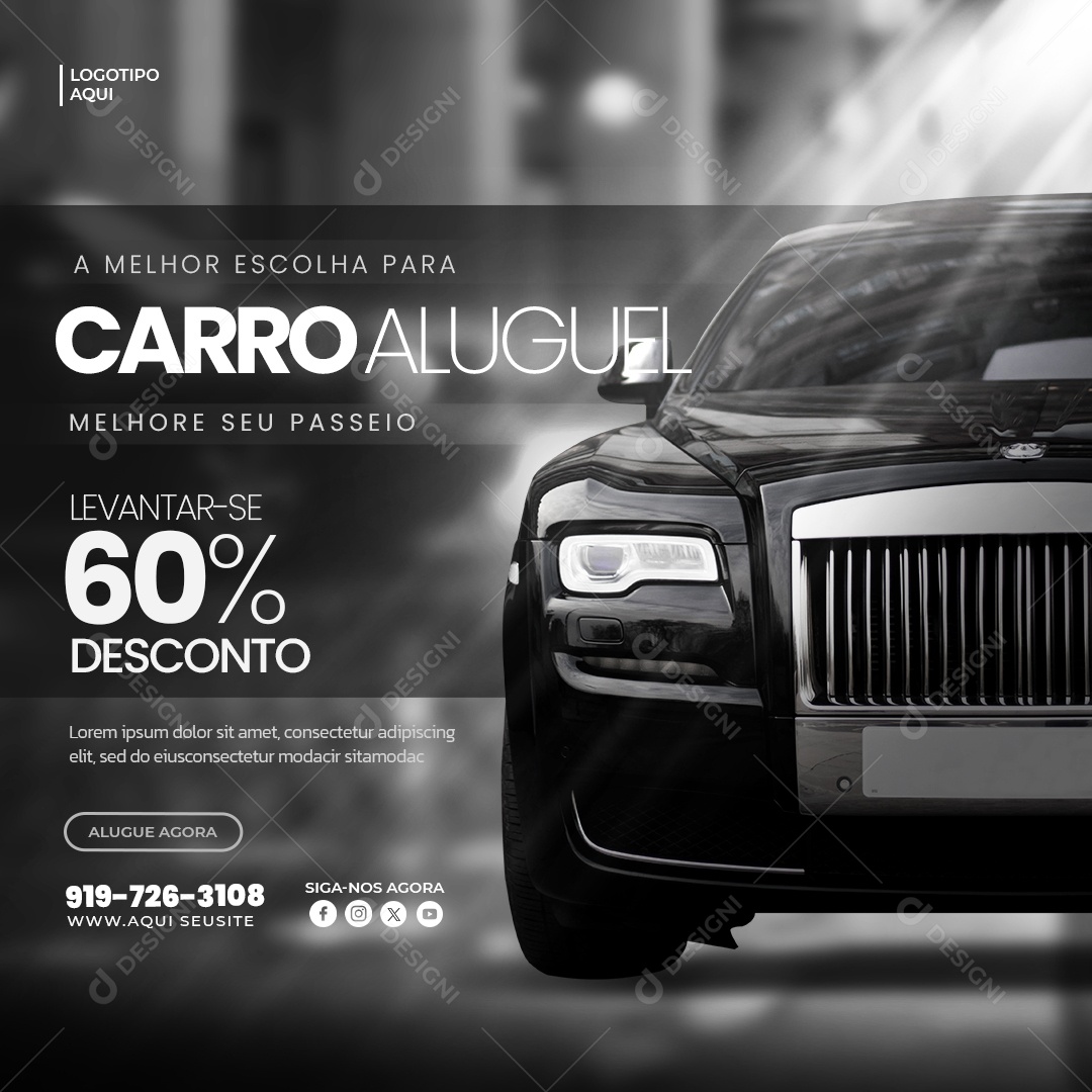 Locação De Carros Aluguel de Carro Social Media PSD Editável