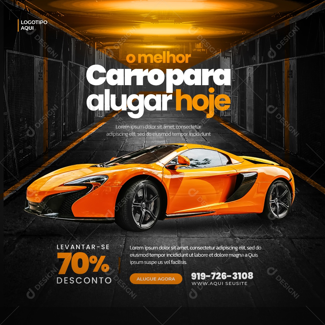 Locação De CarrosO Melhor Carro para ALugar Hoje  70%  Social Media PSD Editável