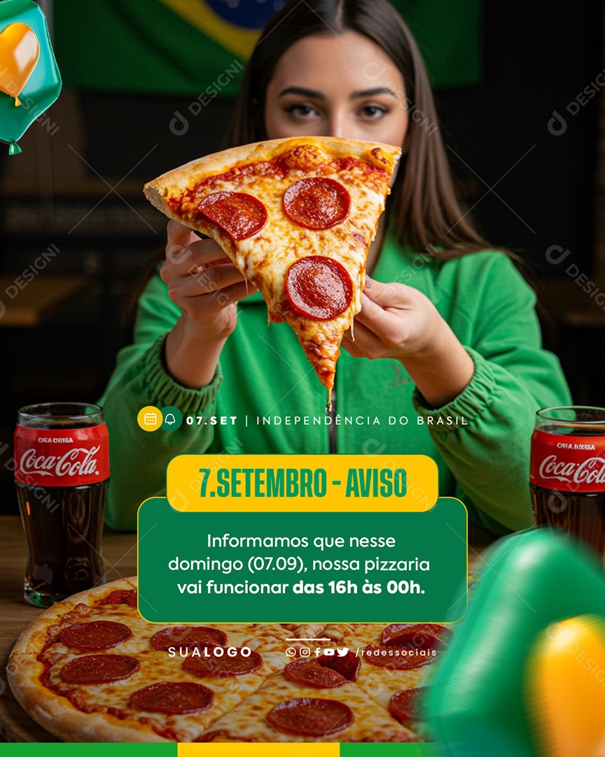 Dia da Independência do Brasil Pizzaria Social Media PSD Editável