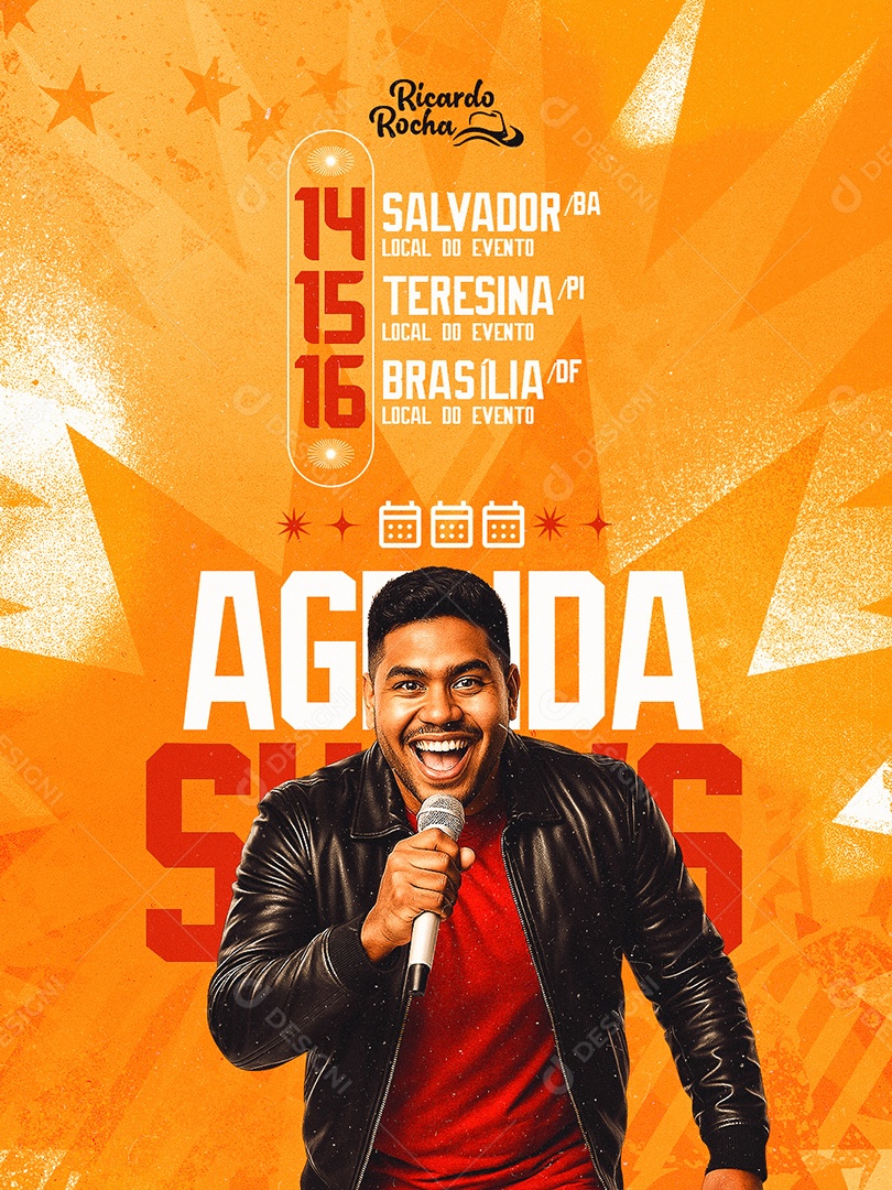 Flyer Agenda Shows Ricardo Rocha Social Media PSD Editável