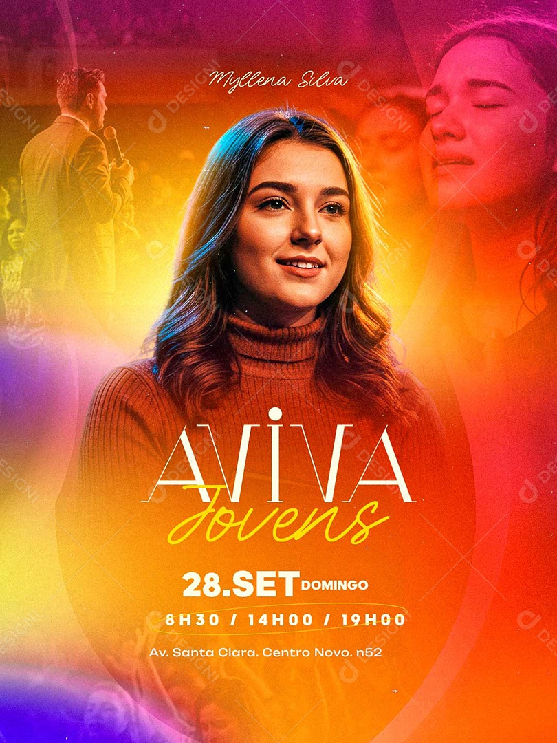 Flyer Gospel Aviva Jovens Social Media PSD Editável