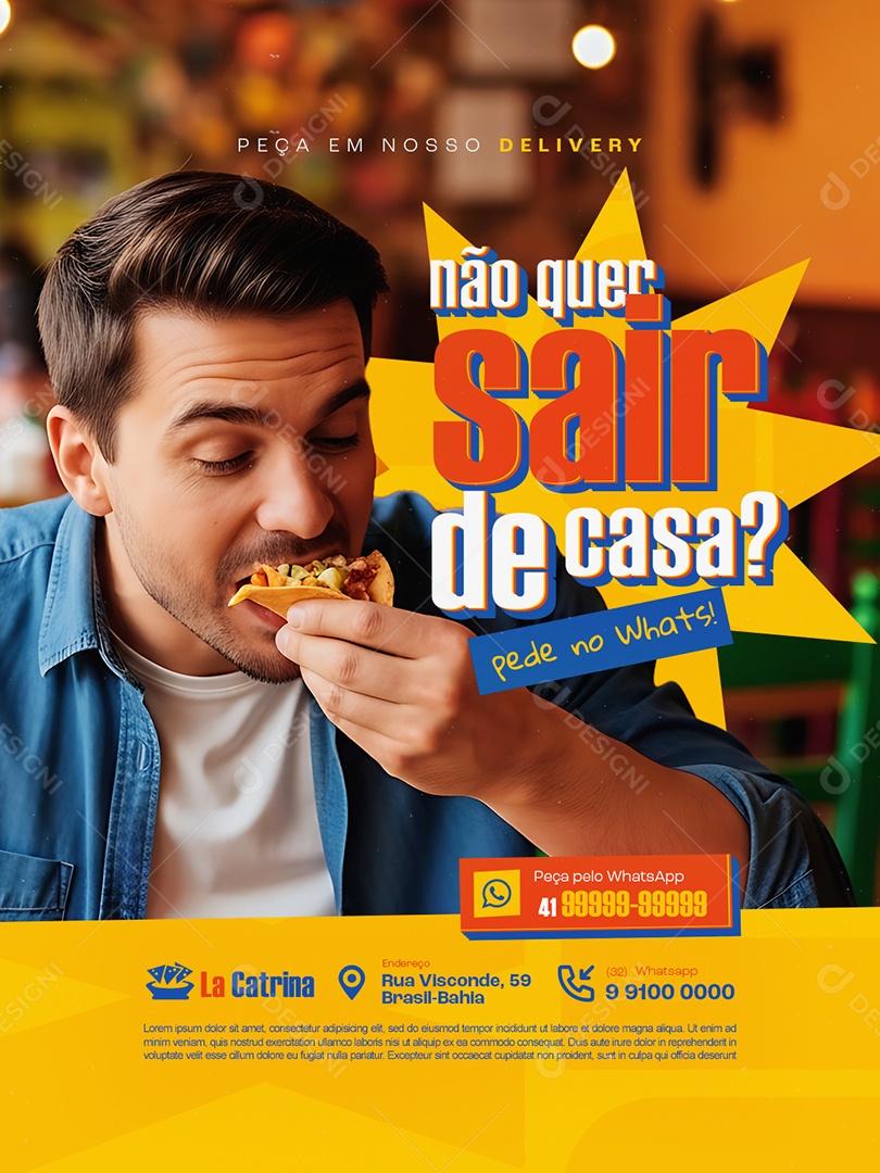 Comida Mexicana Não Quer Sair de Casa Pede no Whats Social Media PSD Editável