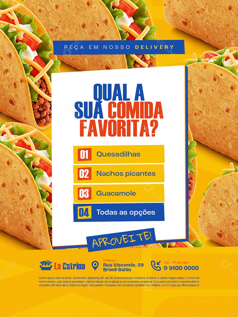 Comida Mexicana Qual a Sua Comida Favorita Social Media PSD Editável
