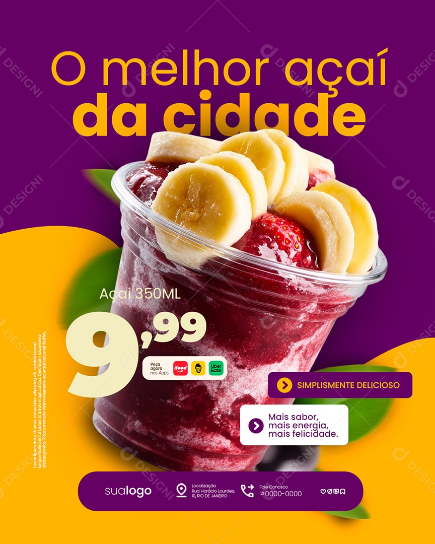 Açaiteria O Melhor Açaí da Cidade Simplismente Delicioso Social Media PSD Editável