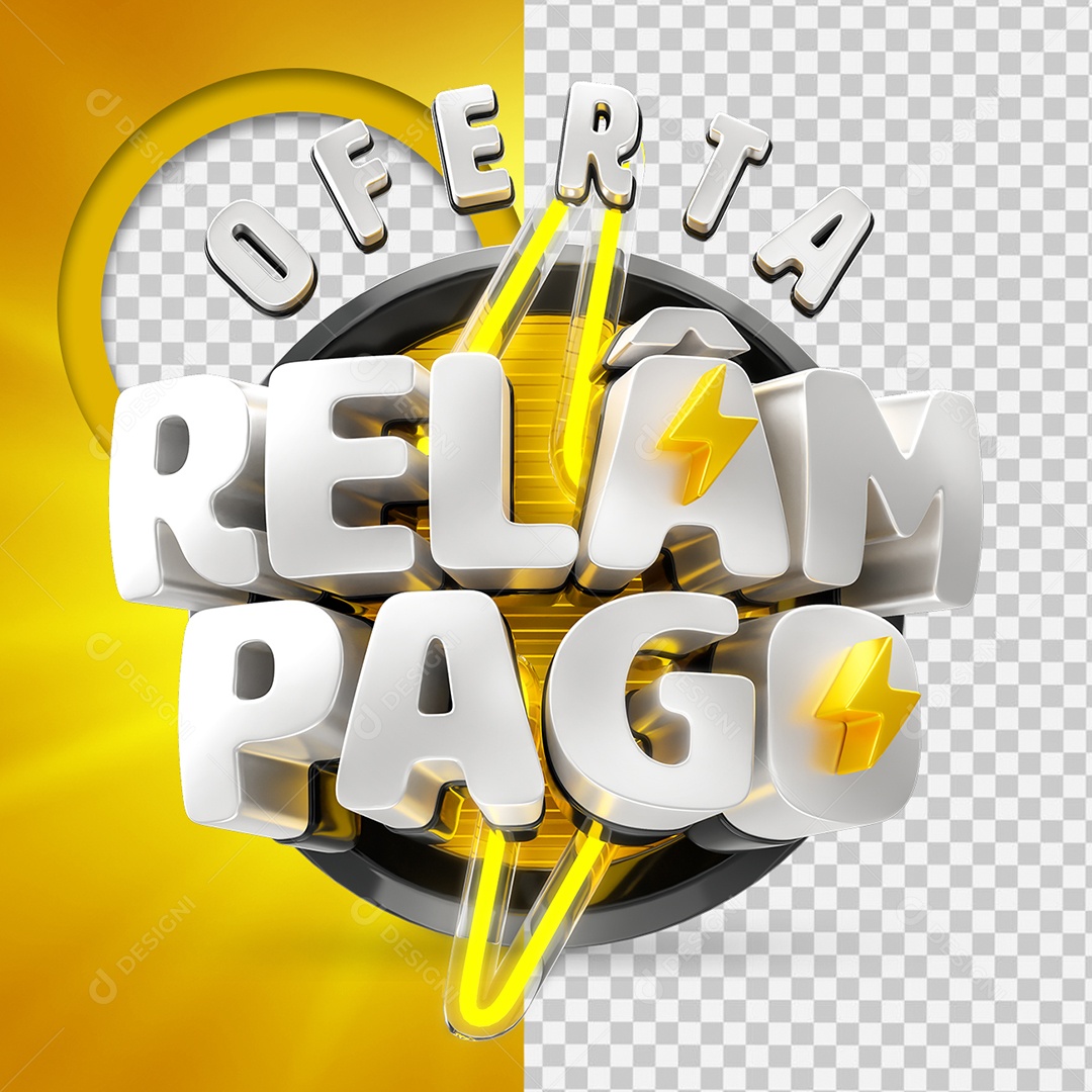 Oferta Relâmpago Selo 3D para Composição PSD