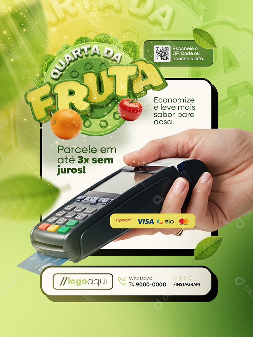 Quarta da Fruta Hortifruti Economize e Leve Mais Sabor Social Media PSD Editável